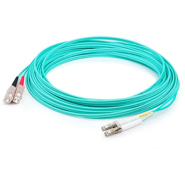 AddOn 92m LC (Male) to SC (Male) Straight Aqua OM4 Duplex LSZH Fiber Patch Cable ADD-SC-LC-92M5OM4LZ