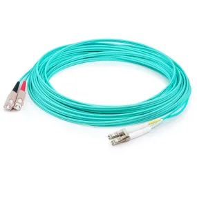 AddOn 92m LC (Male) to SC (Male) Straight Aqua OM4 Duplex LSZH Fiber Patch Cable ADD-SC-LC-92M5OM4LZ