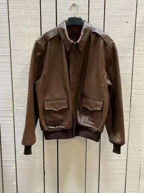 Authentic Vintage A-2 DWC-30-1415 Falcon Brown Leather US Air Force Flight Jacket, Made in USA, Size 46