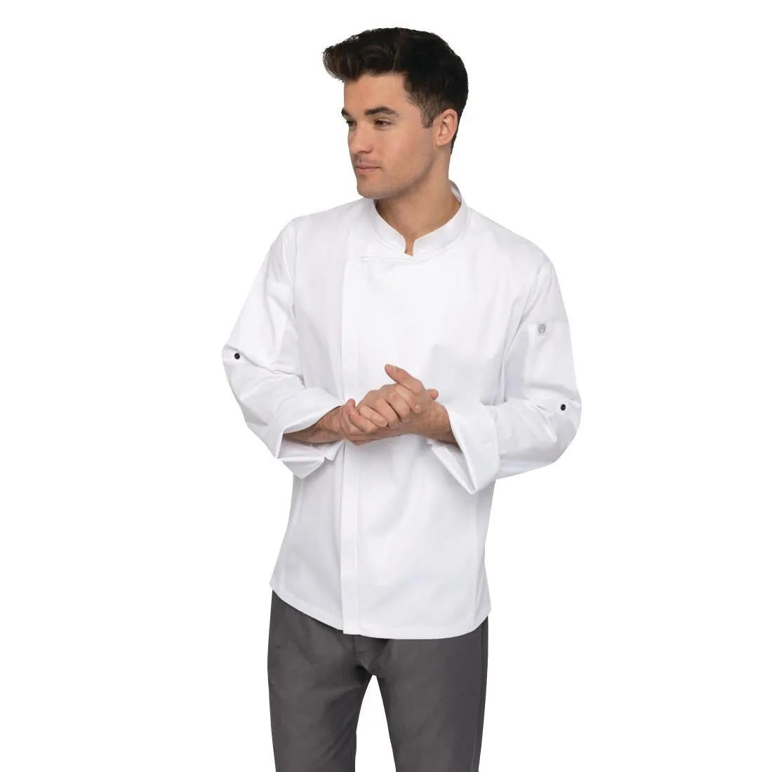 BB264-L Chef Works Unisex Hartford Lightweight Chef Jacket White Size L