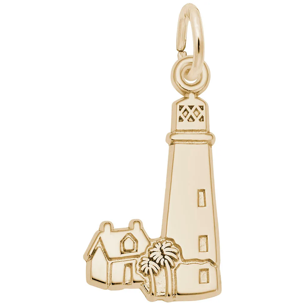 Cape Florida, Fl. Lt. House Charm in Yellow Gold Plated