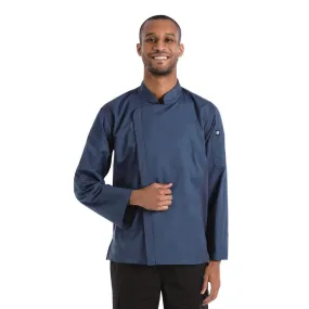 Chef Works Hartford Lightweight Zipper Unisex Chef Jacket Blue S