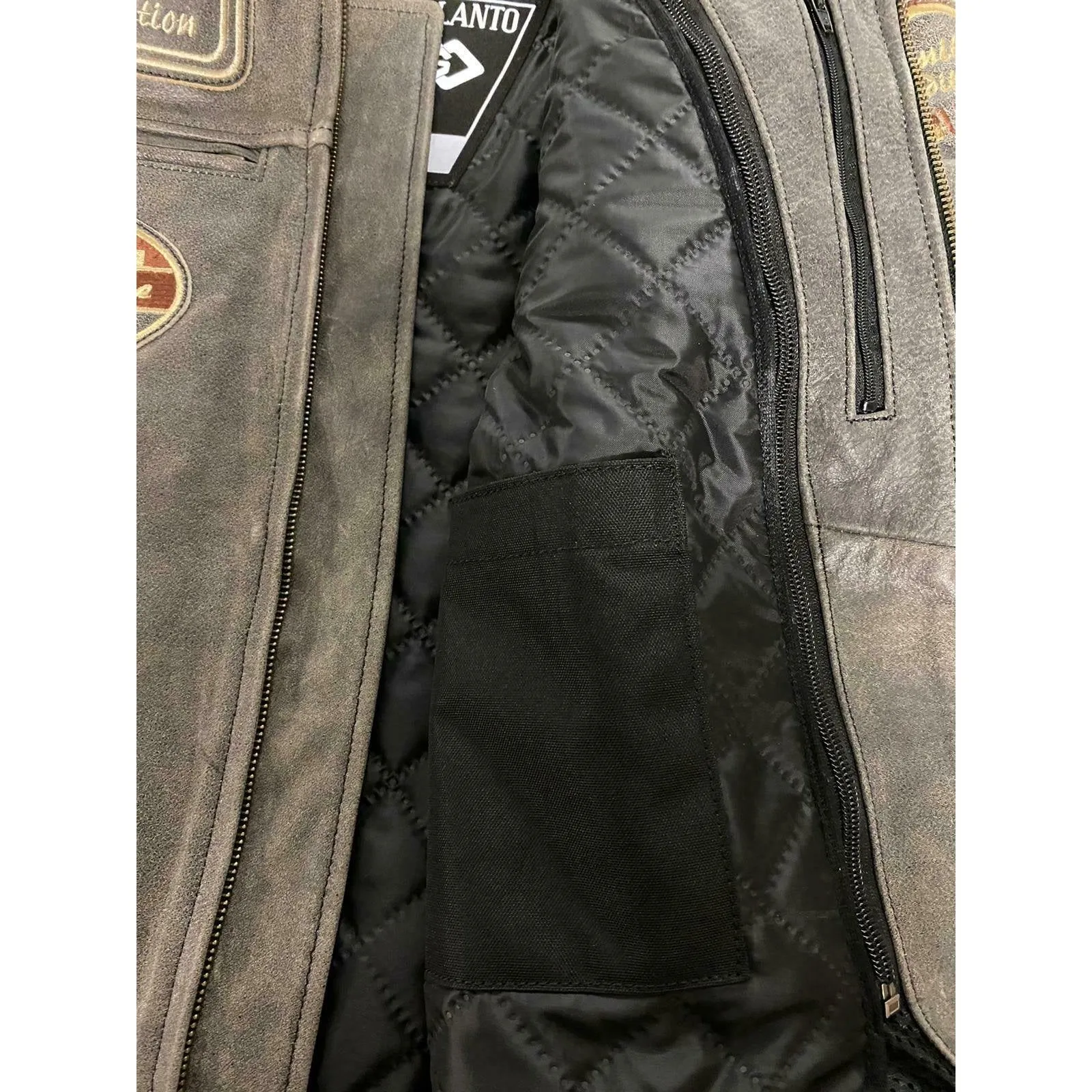 Classic Mens British Tan Motorcycle Leather Jacket With Badges