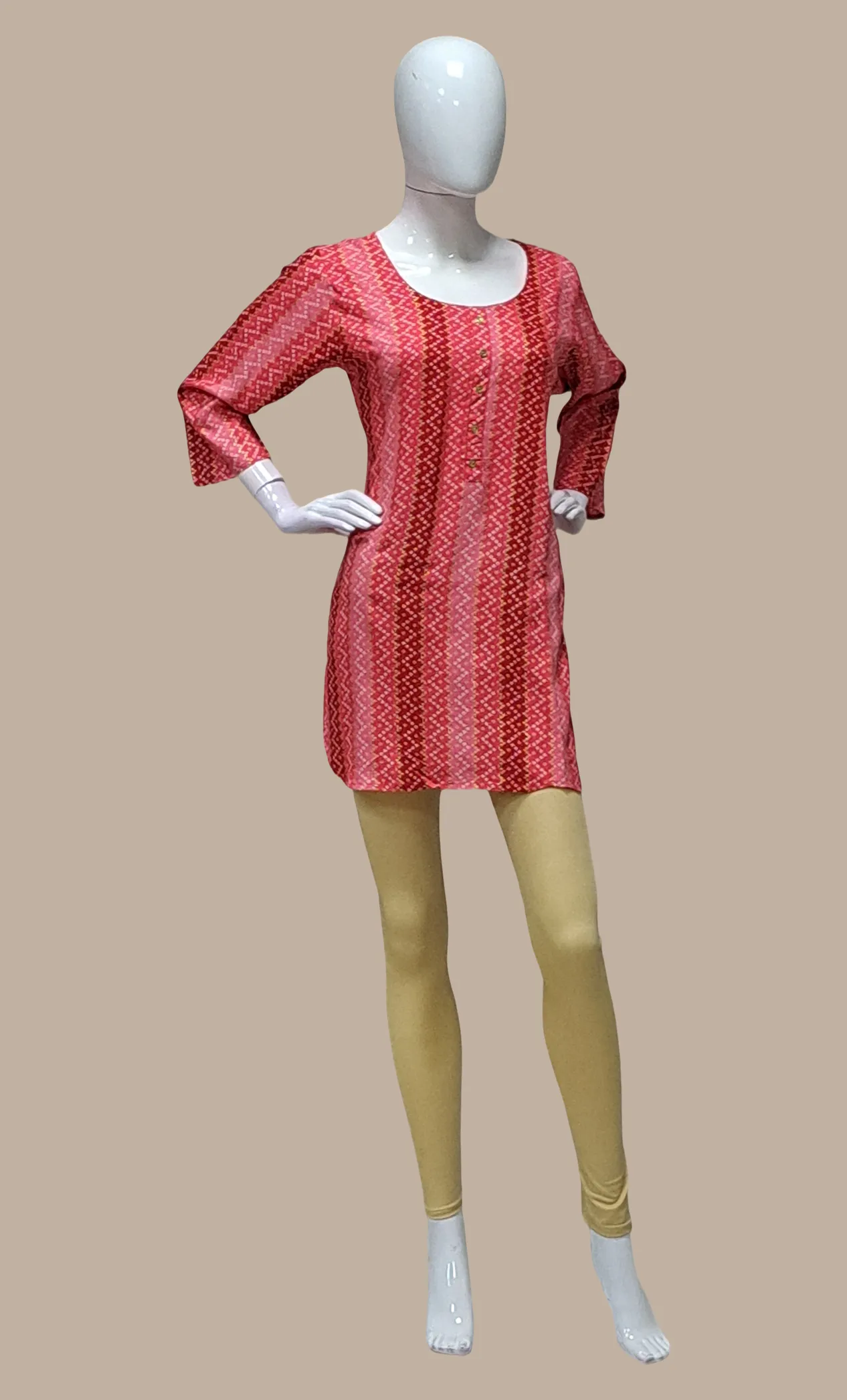 Coral Bandhani Printed Kurti Top