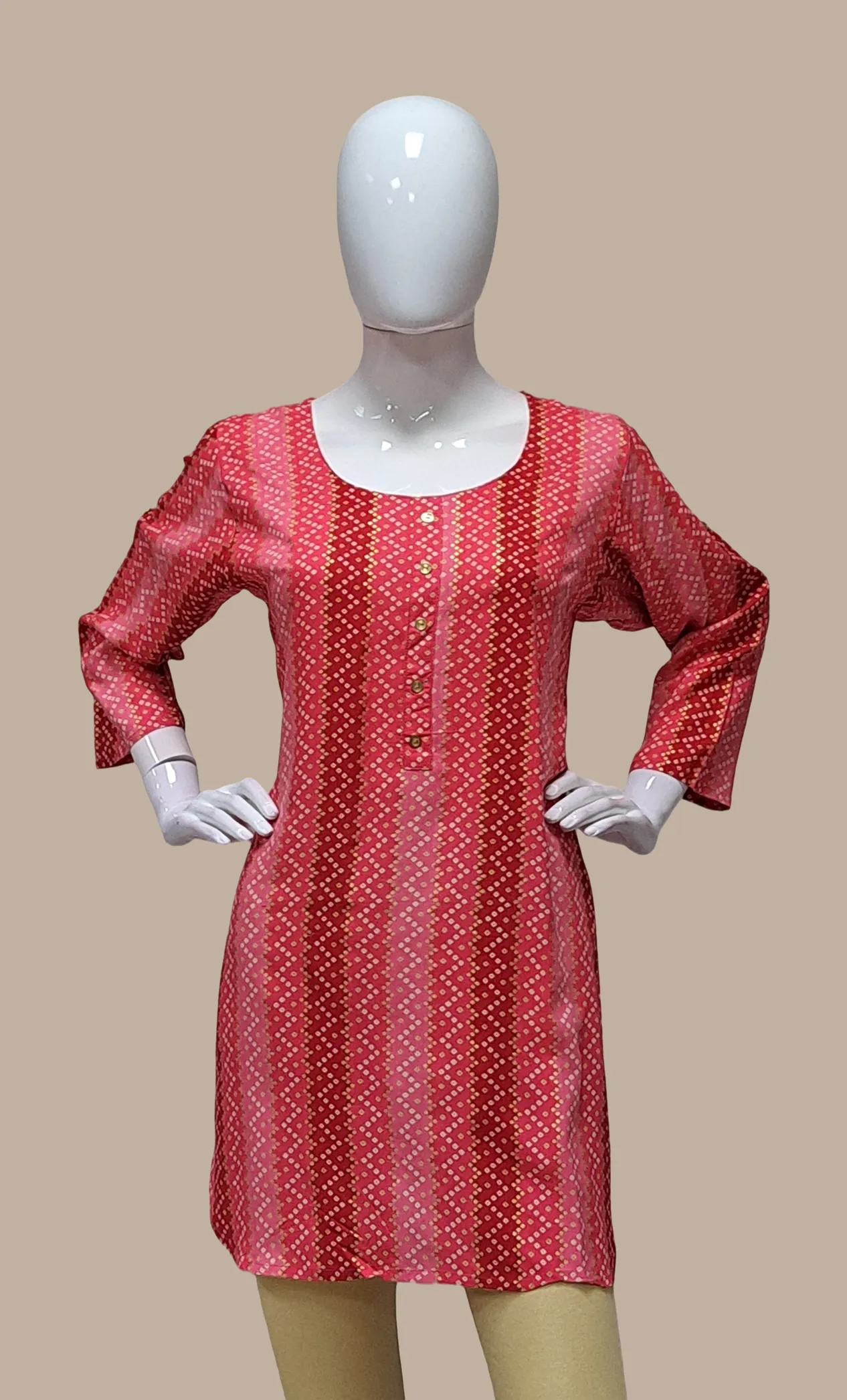 Coral Bandhani Printed Kurti Top