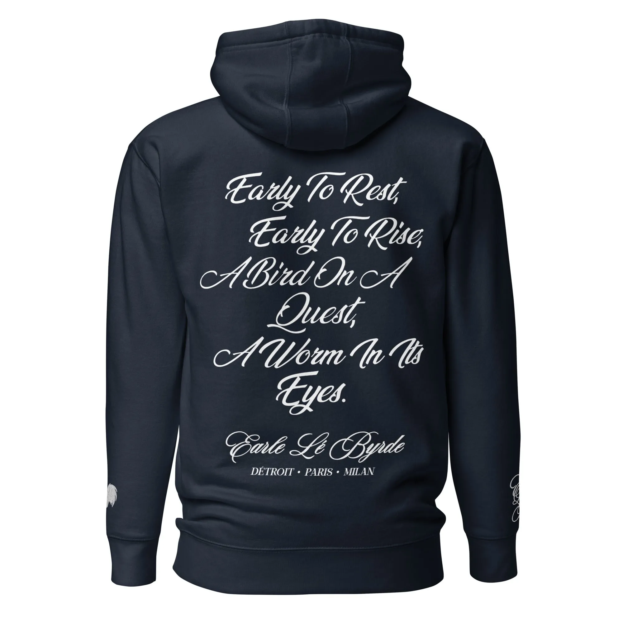 EARLE LE' BYRDE "French Motto" Fleece Pull-Over Hoodie