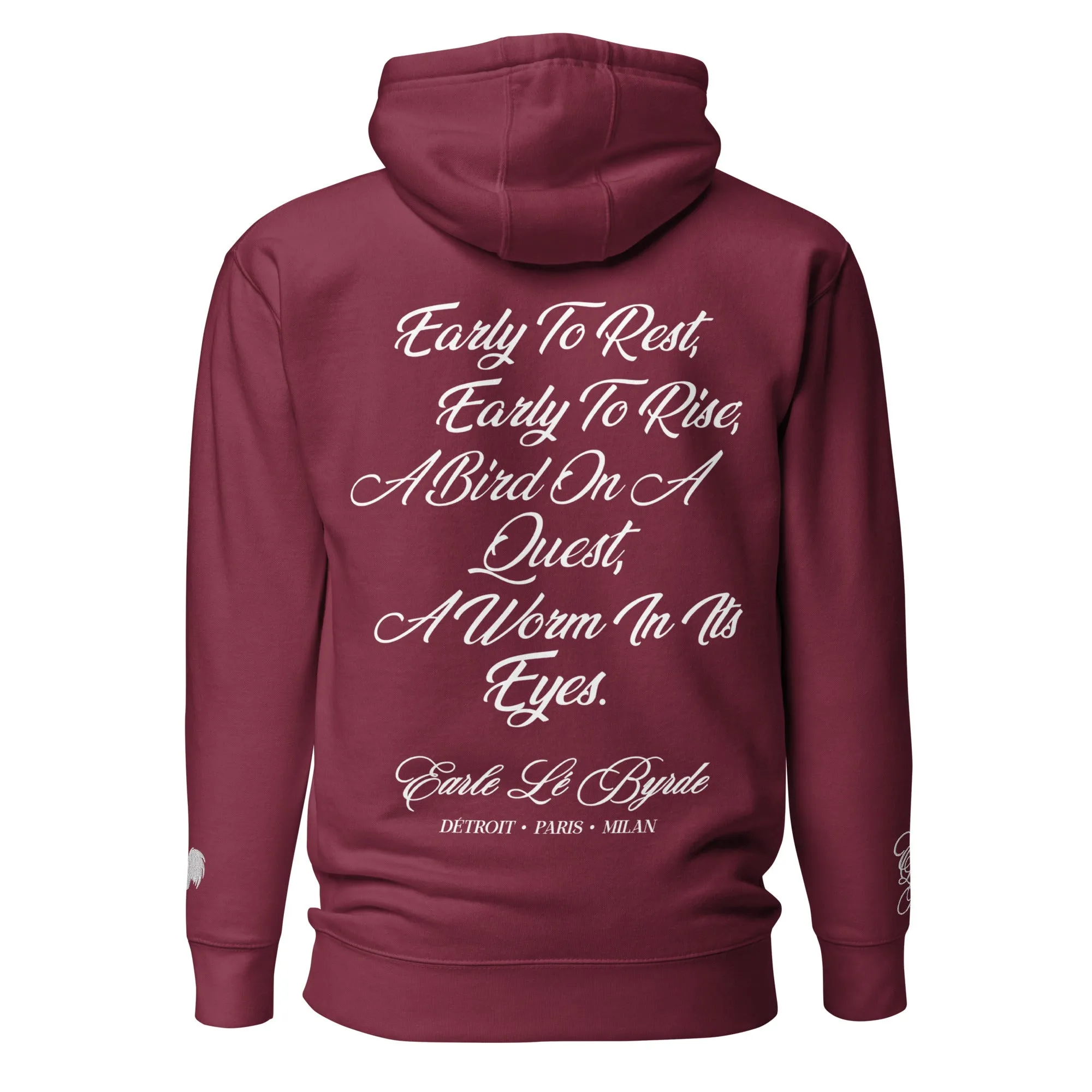 EARLE LE' BYRDE "French Motto" Fleece Pull-Over Hoodie