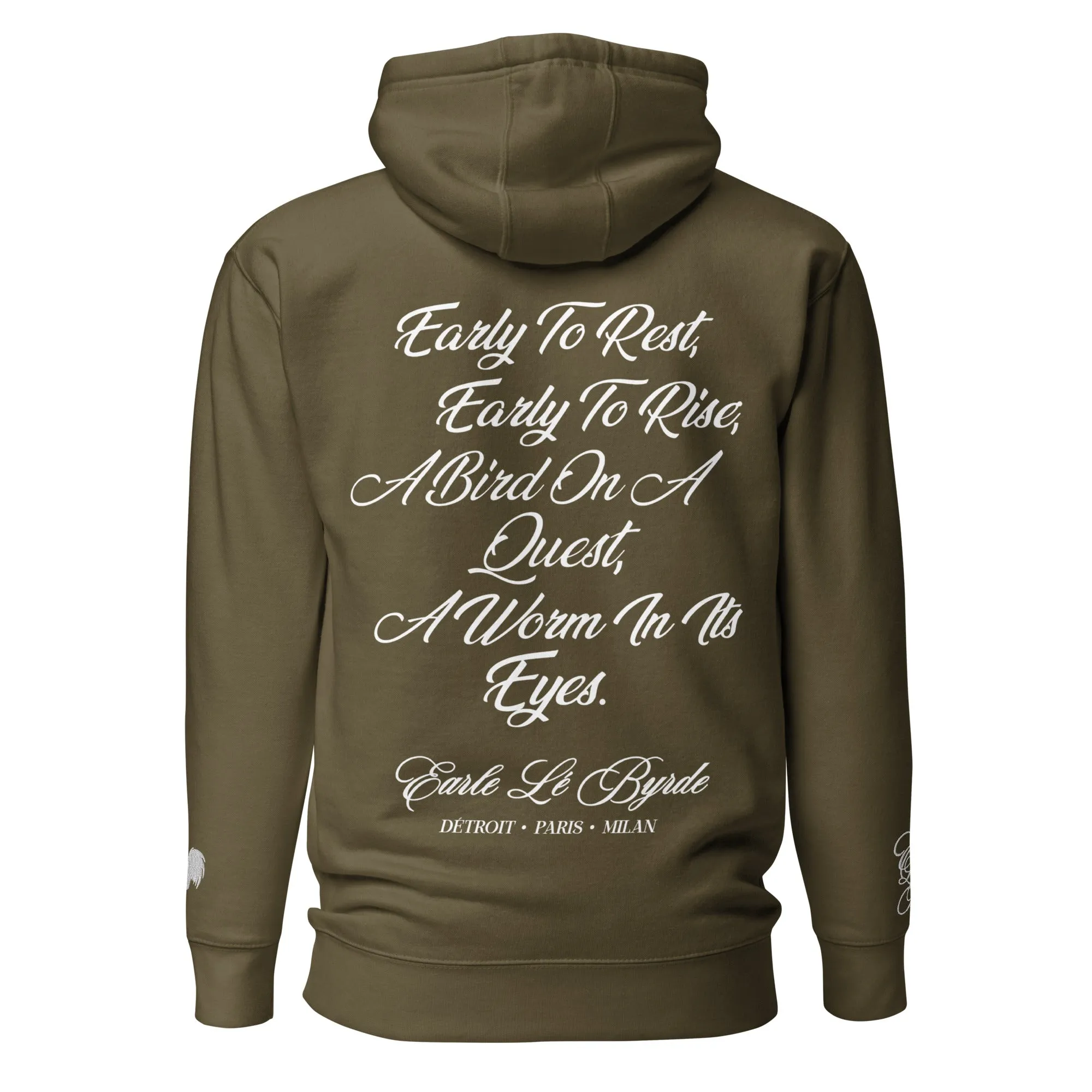 EARLE LE' BYRDE "French Motto" Fleece Pull-Over Hoodie