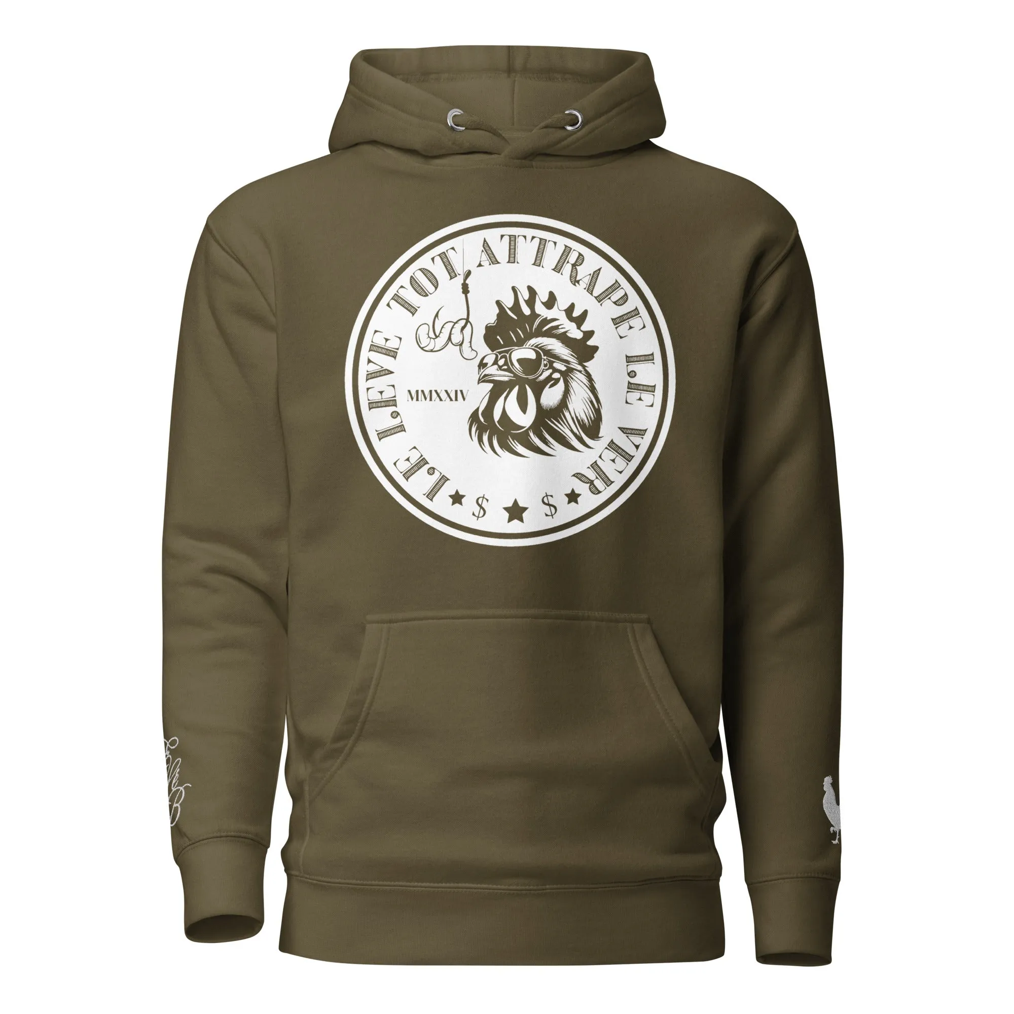 EARLE LE' BYRDE "French Motto" Fleece Pull-Over Hoodie