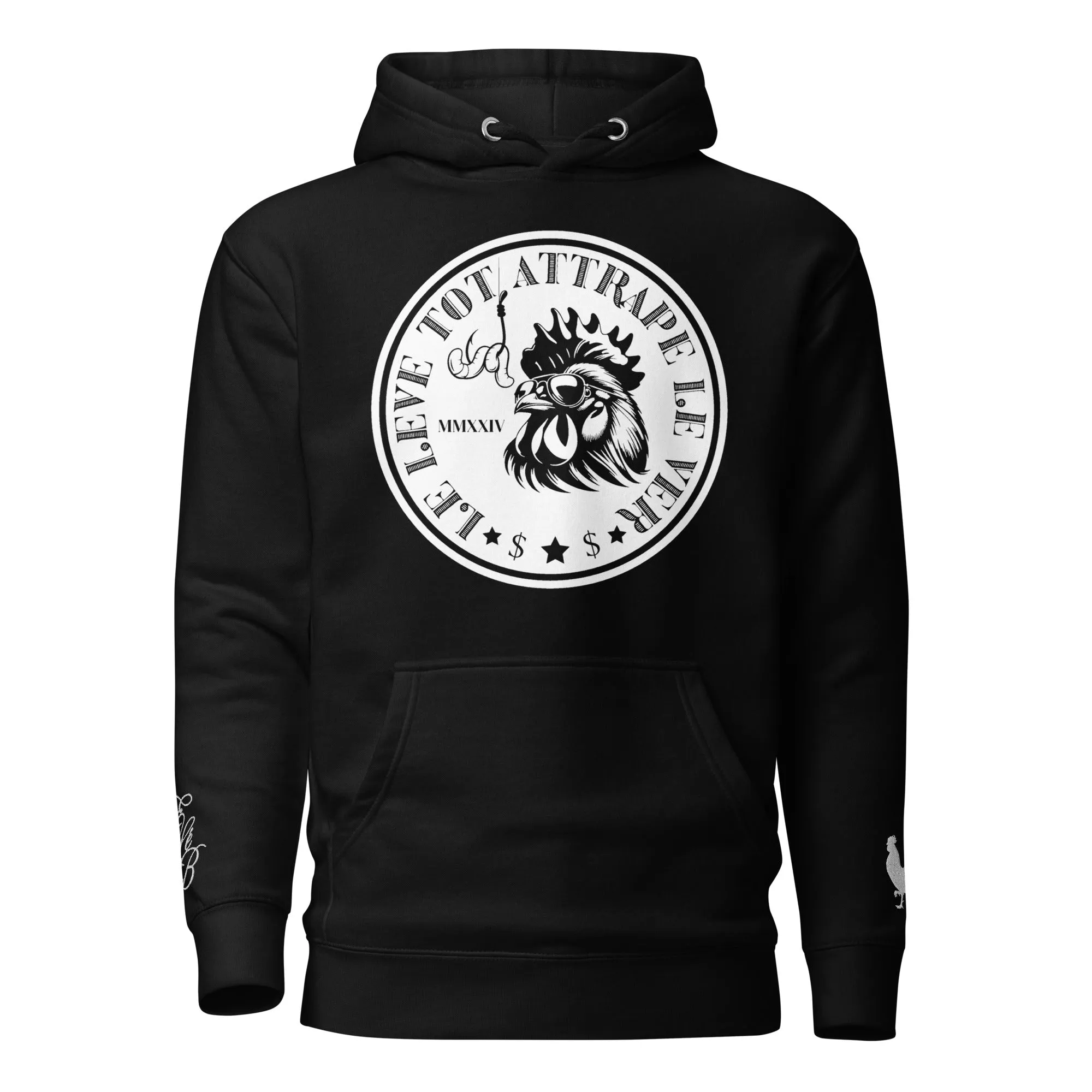 EARLE LE' BYRDE "French Motto" Fleece Pull-Over Hoodie