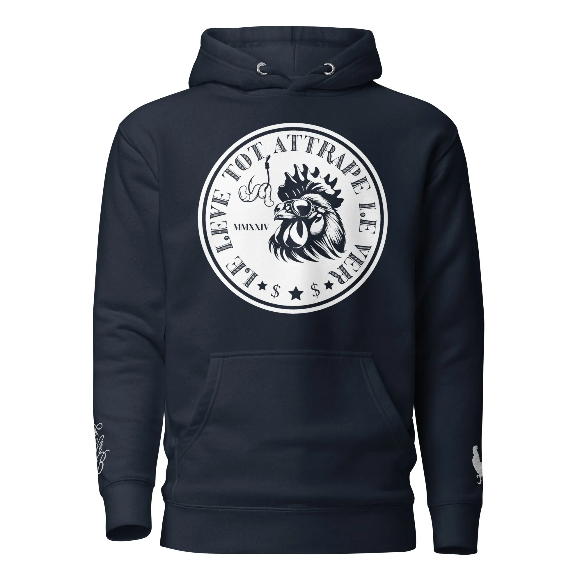 EARLE LE' BYRDE "French Motto" Fleece Pull-Over Hoodie