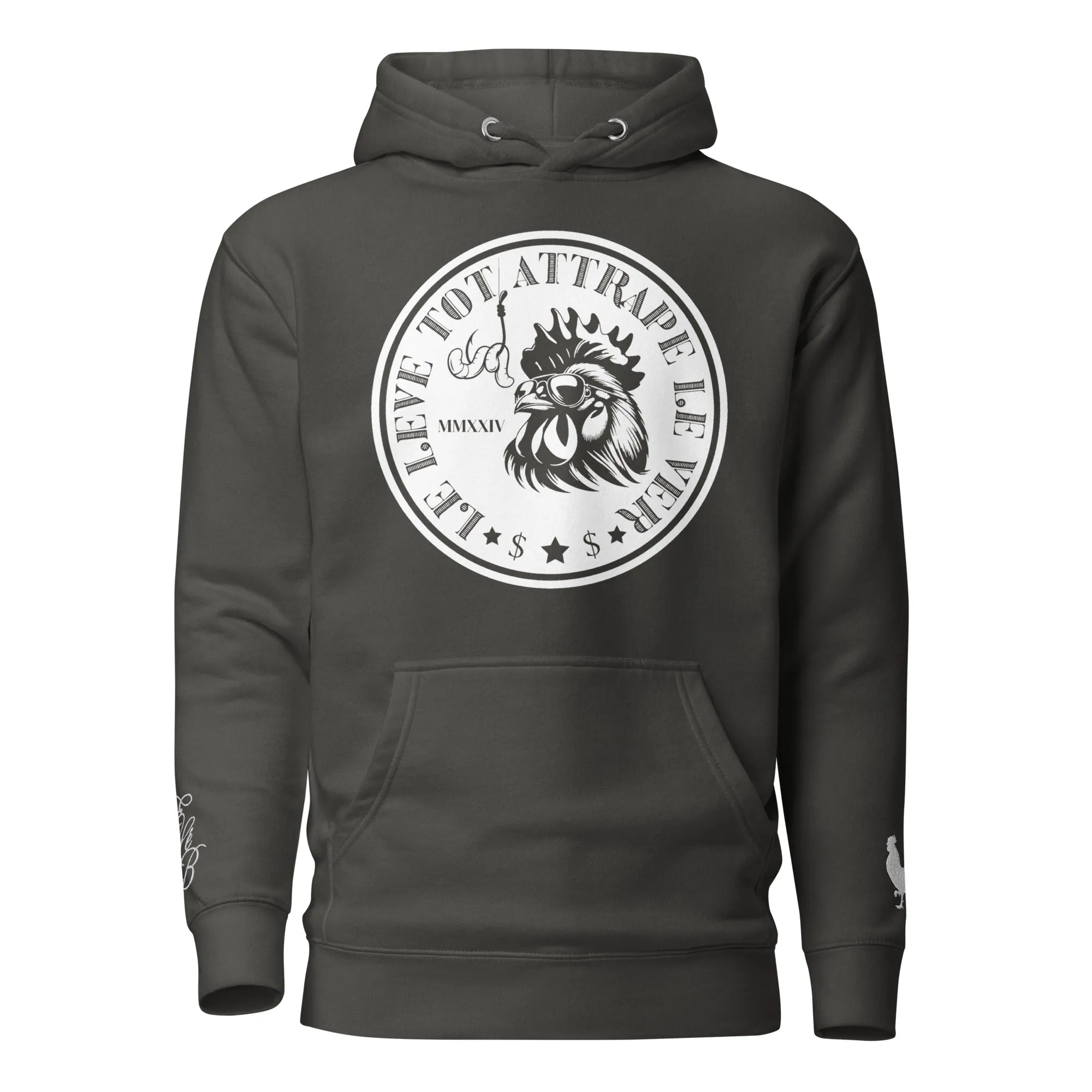 EARLE LE' BYRDE "French Motto" Fleece Pull-Over Hoodie