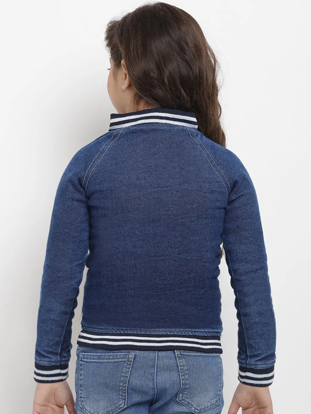 Girl's Blue Striped Lightweight Jacket Top  - NOZ2TOZ KIDS
