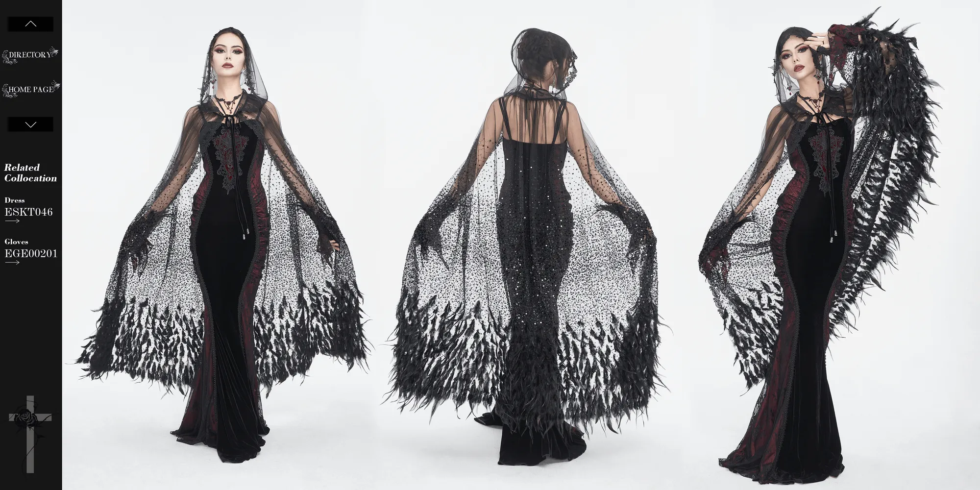 Glamorous Black Sequin Feather Cape With Hood