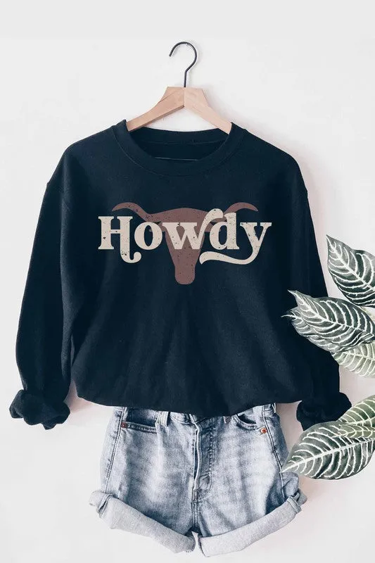 Howdy Black Graphic Pullover