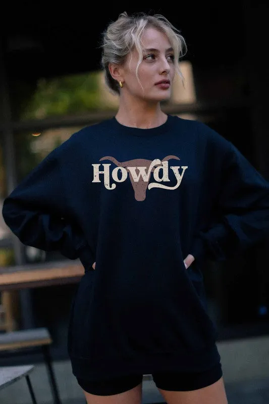 Howdy Black Graphic Pullover