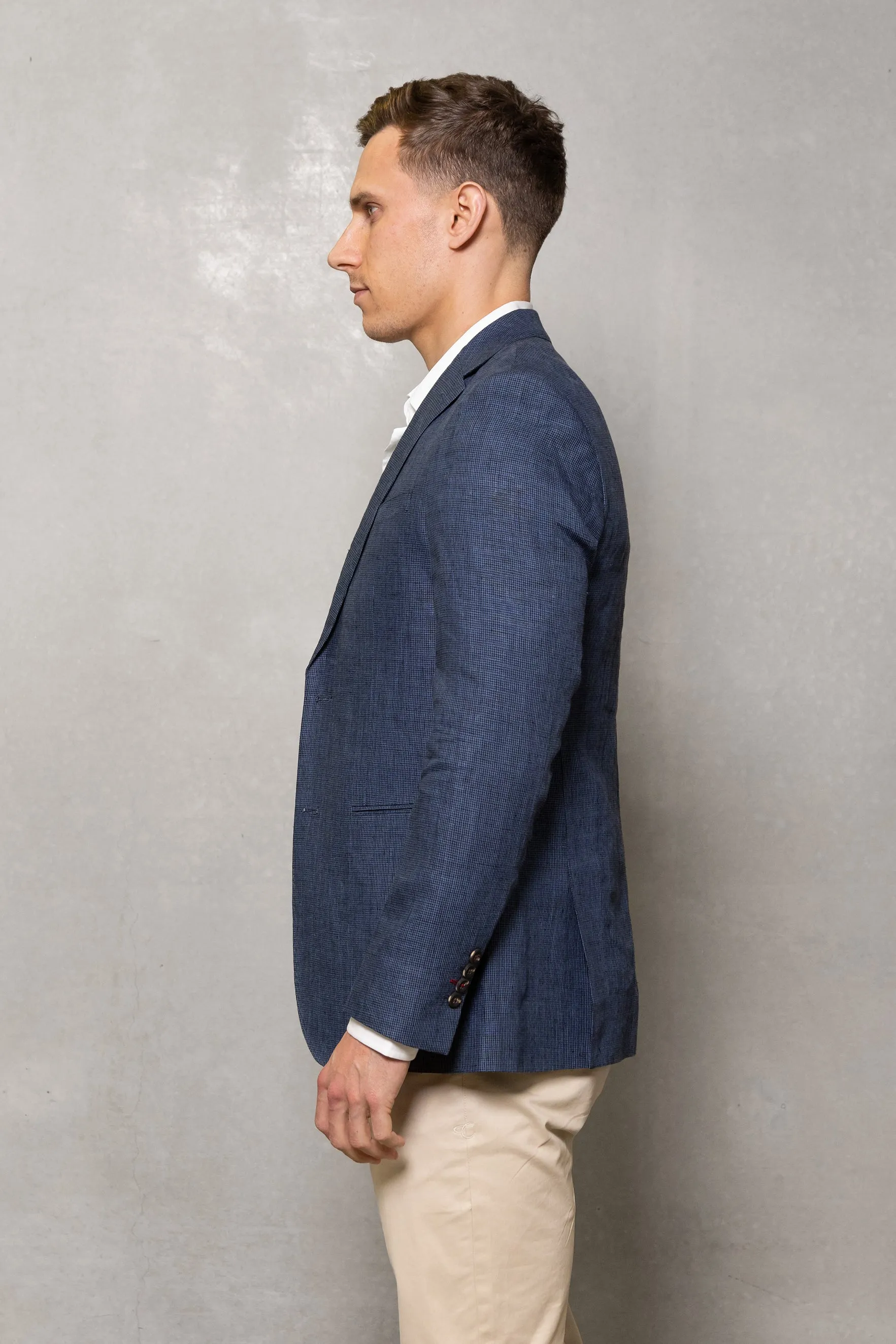 Johnson Linen Houndstooth Blazer: Carbon