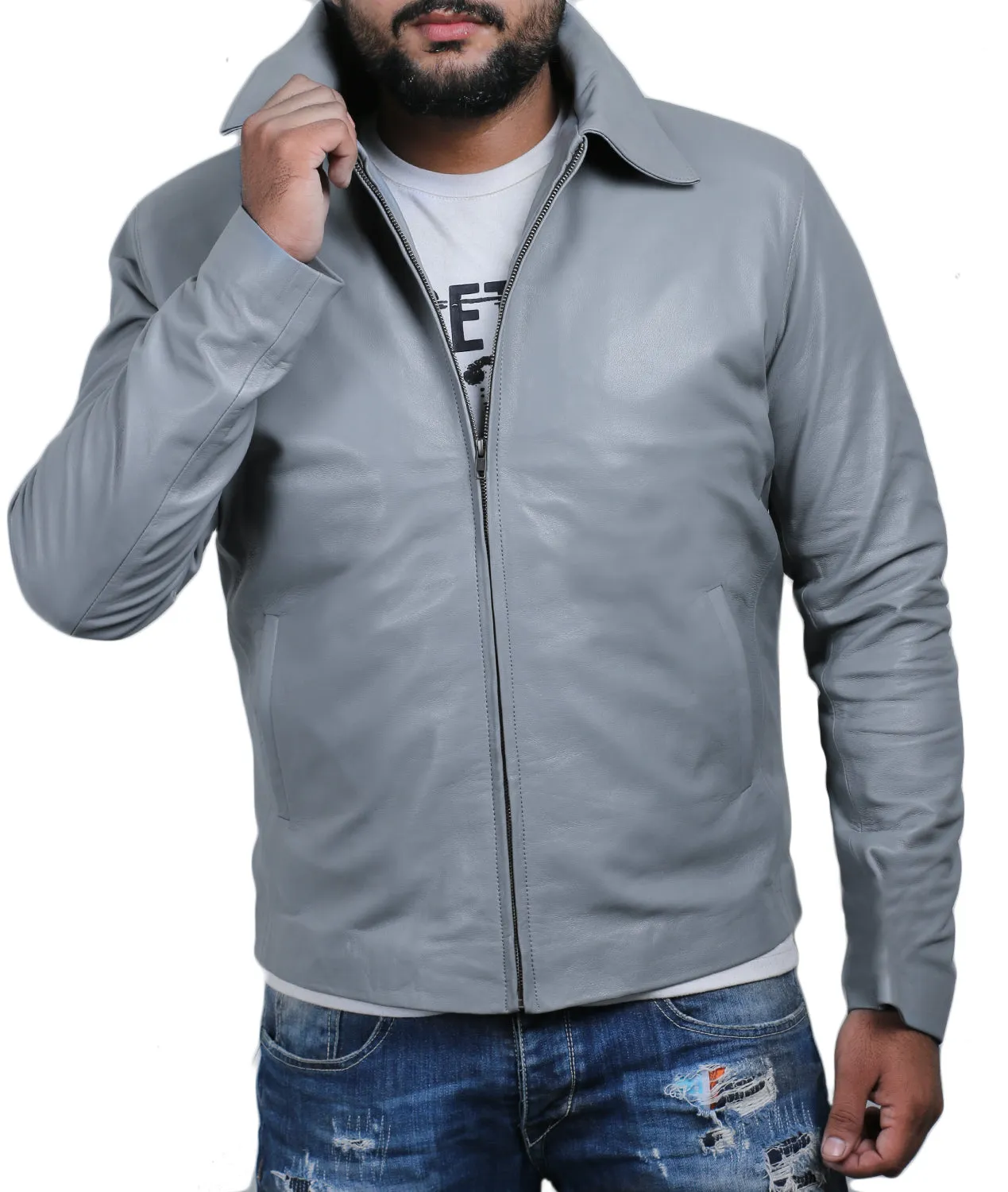 Leather Jackets Hub Mens Genuine Lambskin Leather Jacket (Black, Aviator Jacket) - 1501331
