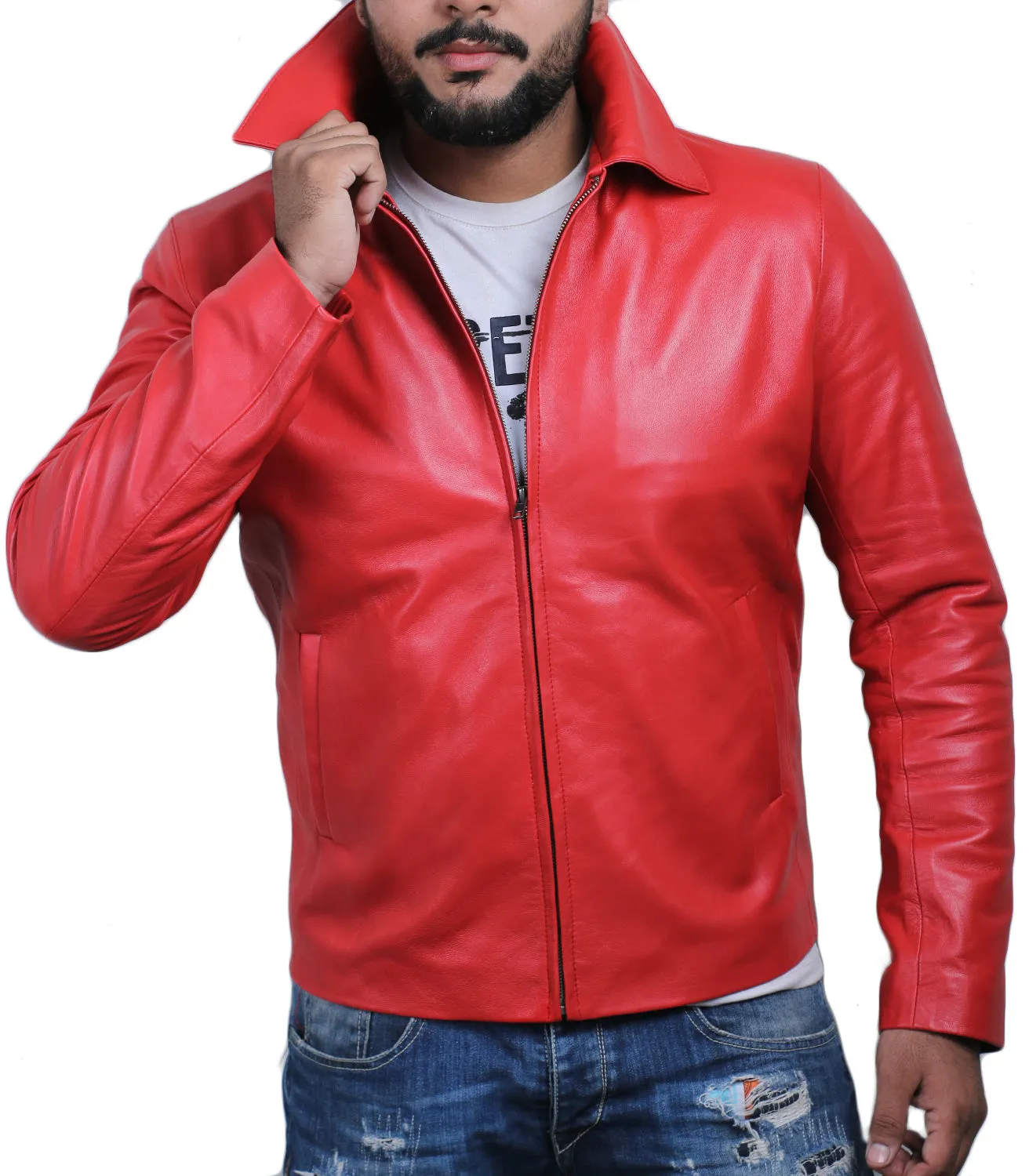 Leather Jackets Hub Mens Genuine Lambskin Leather Jacket (Black, Aviator Jacket) - 1501331
