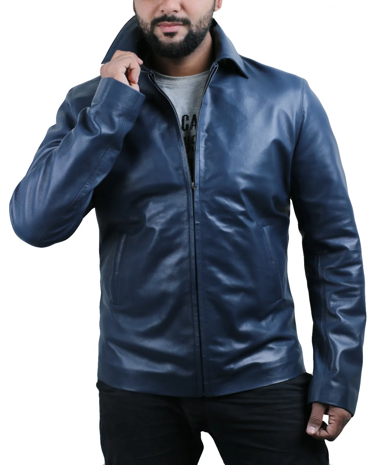 Leather Jackets Hub Mens Genuine Lambskin Leather Jacket (Black, Aviator Jacket) - 1501331