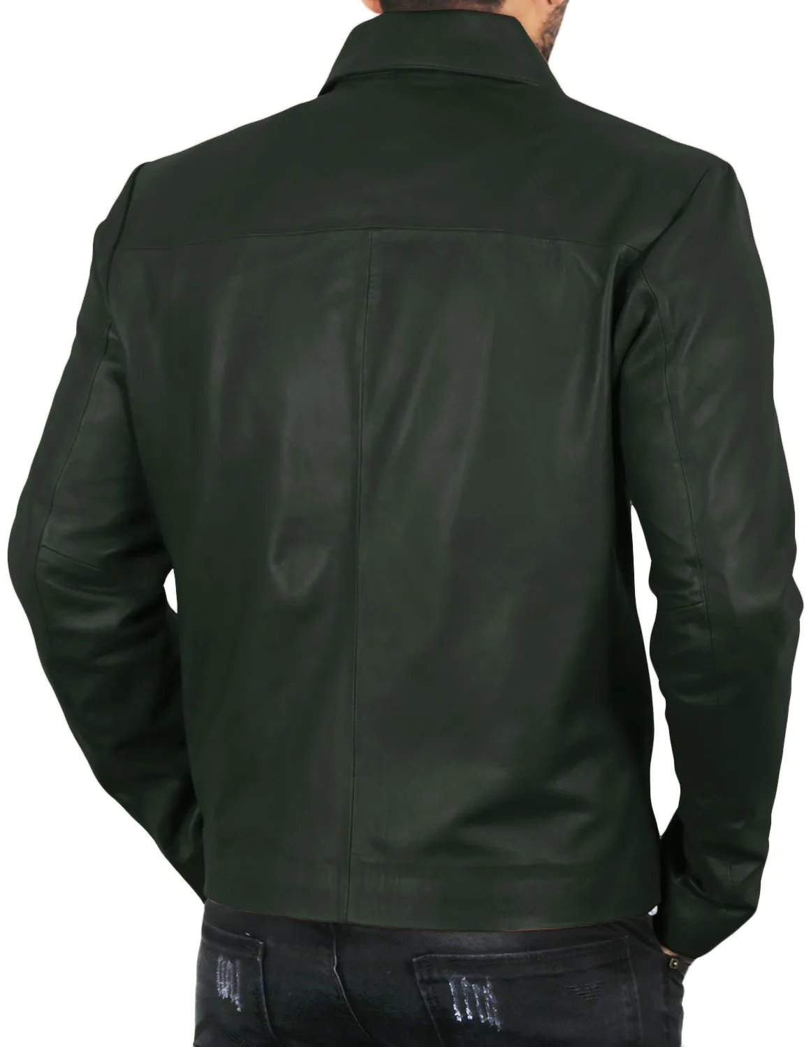 Leather Jackets Hub Mens Genuine Lambskin Leather Jacket (Black, Aviator Jacket) - 1501331