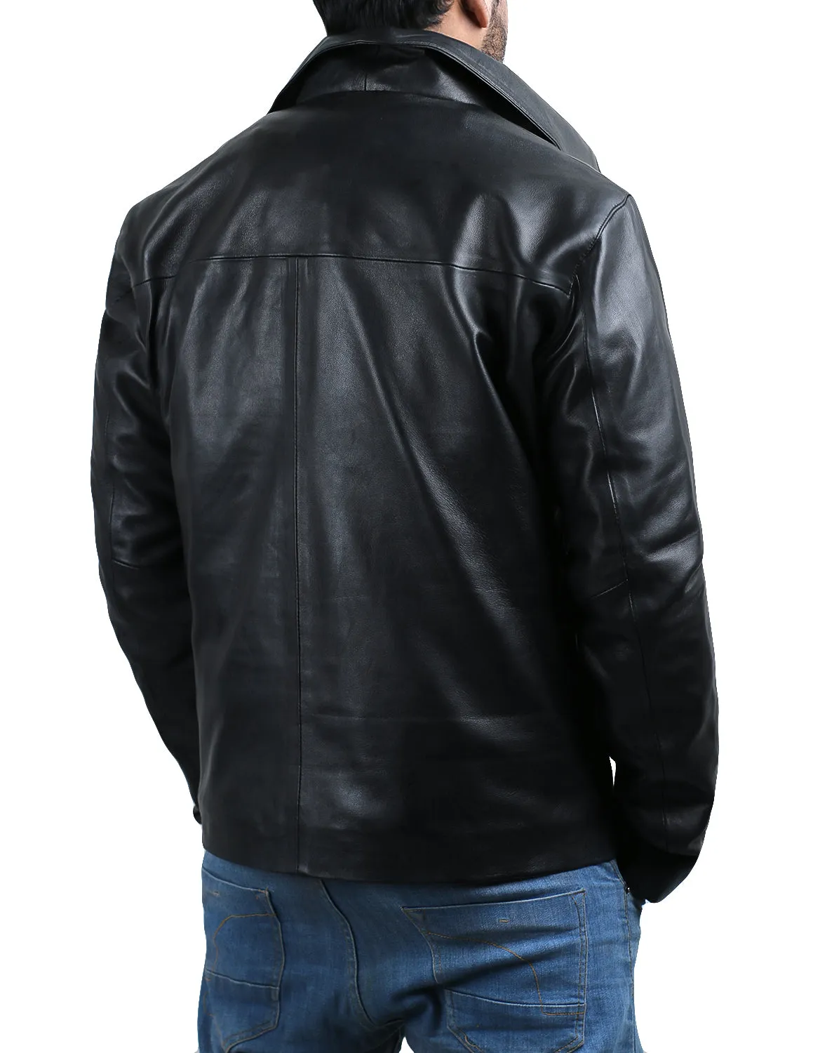 Leather Jackets Hub Mens Genuine Lambskin Leather Jacket (Black, Aviator Jacket) - 1501331