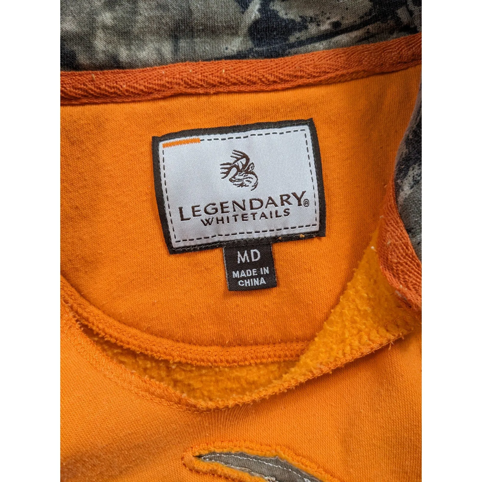 Legendary Whitetails Hoodie Outfitter Mens Medium Orange Camo Antler Sweatshirt