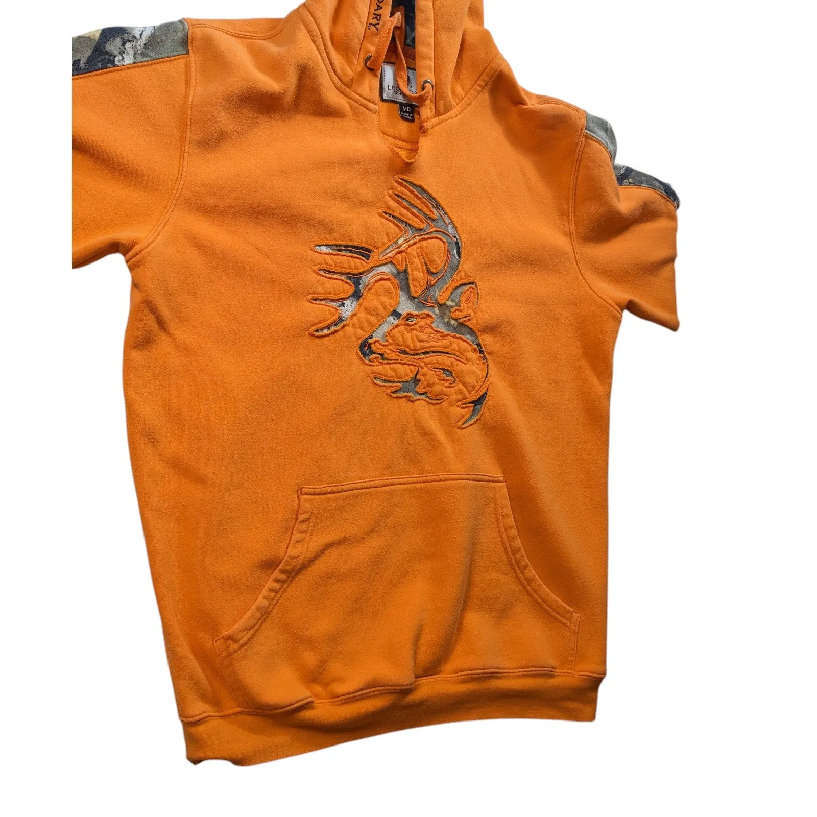 Legendary Whitetails Hoodie Outfitter Mens Medium Orange Camo Antler Sweatshirt