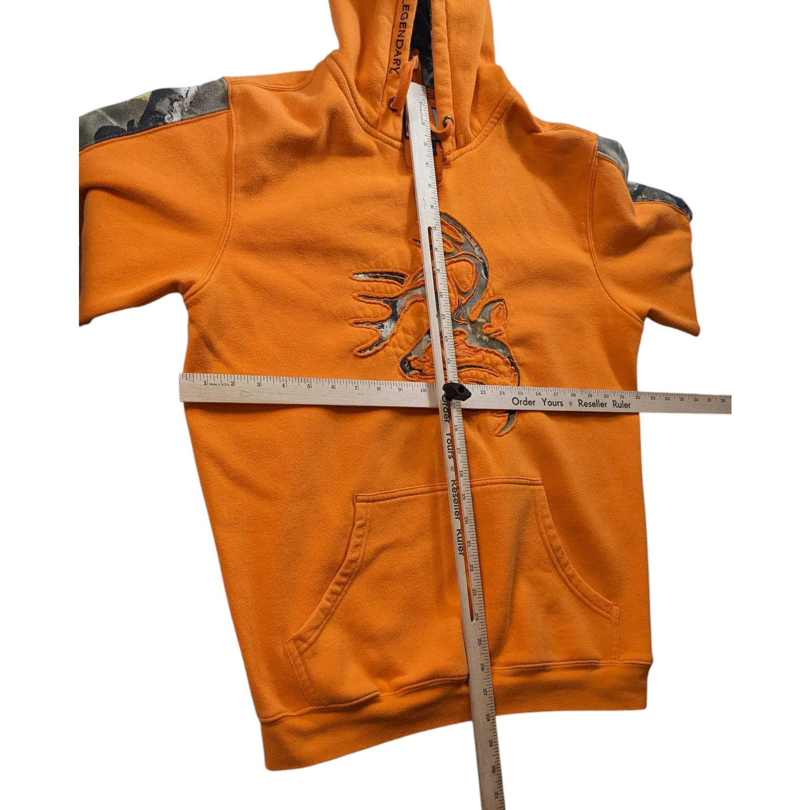 Legendary Whitetails Hoodie Outfitter Mens Medium Orange Camo Antler Sweatshirt