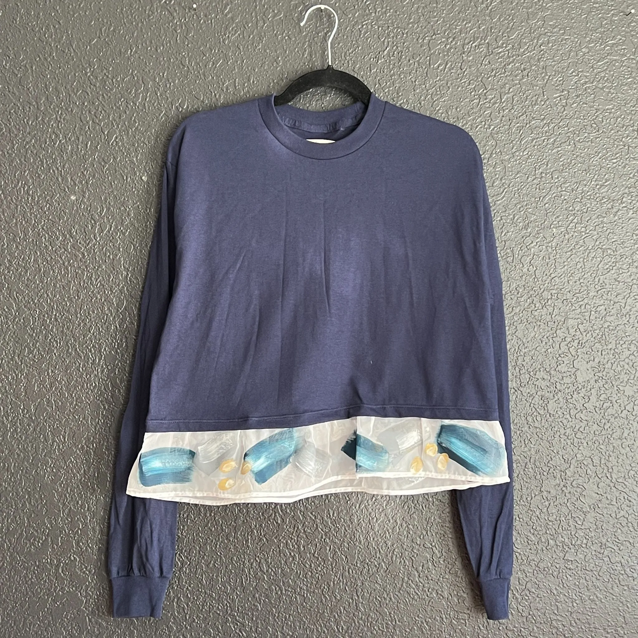 Long Sleeve Crop Tee with Painted Ruffle
