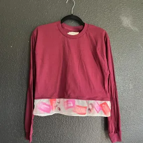 Long Sleeve Crop Tee with Painted Ruffle