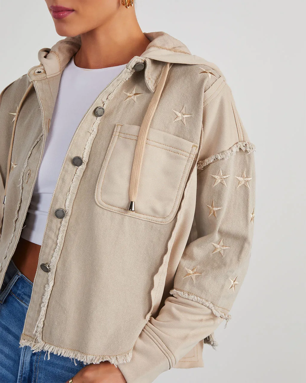 Mallory Lightweight Hooded Button Up Jacket