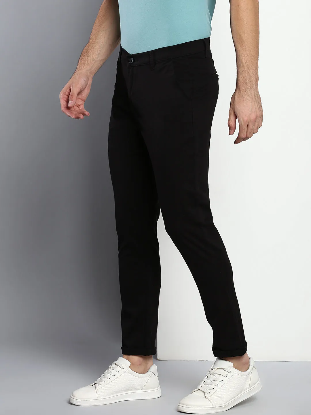 Men's Tapered Fit Cotton Chinos (Black)
