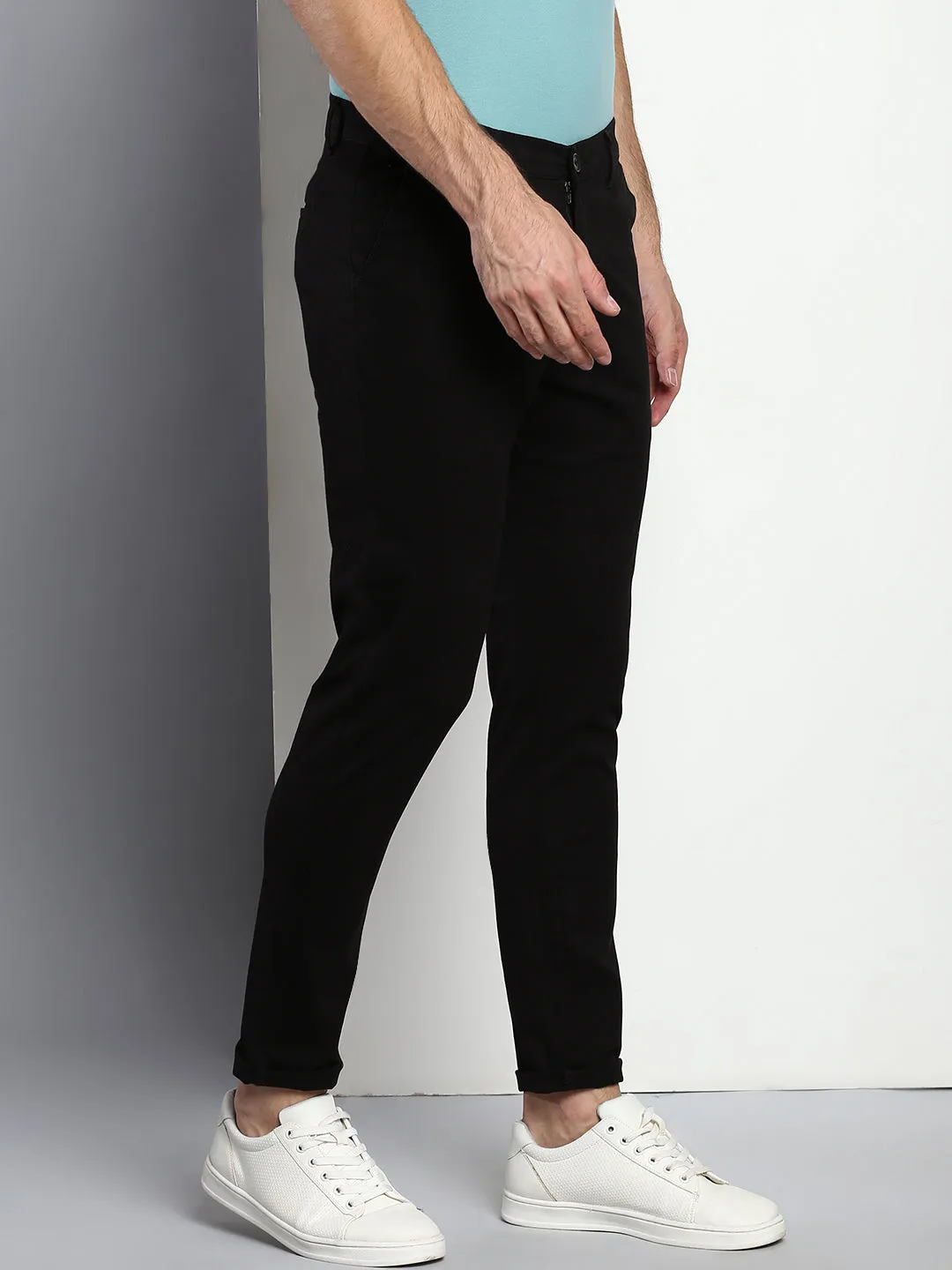 Men's Tapered Fit Cotton Chinos (Black)