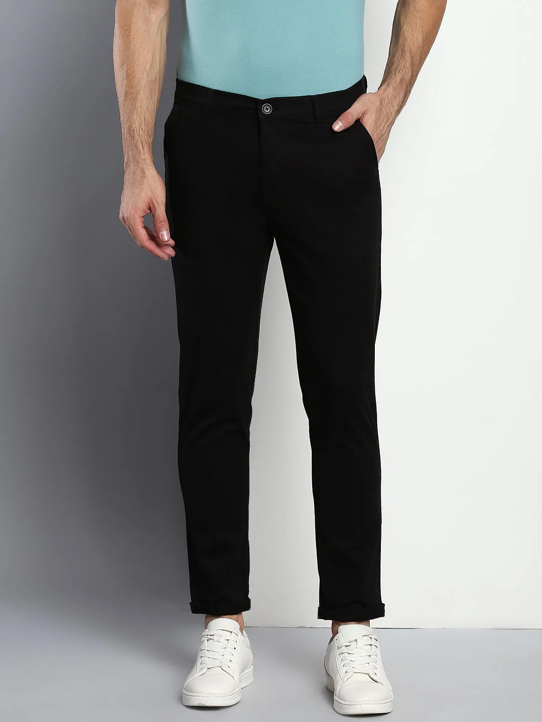 Men's Tapered Fit Cotton Chinos (Black)