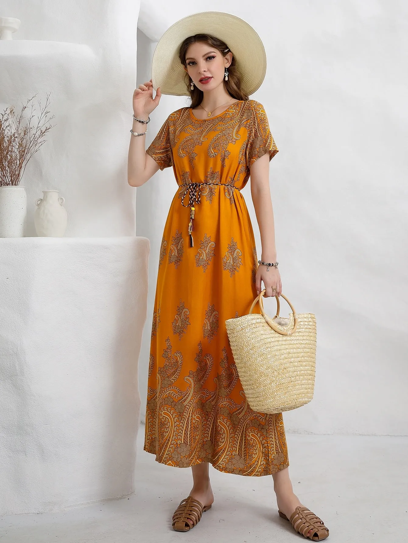 Mulvari Floral Print Belted Dress