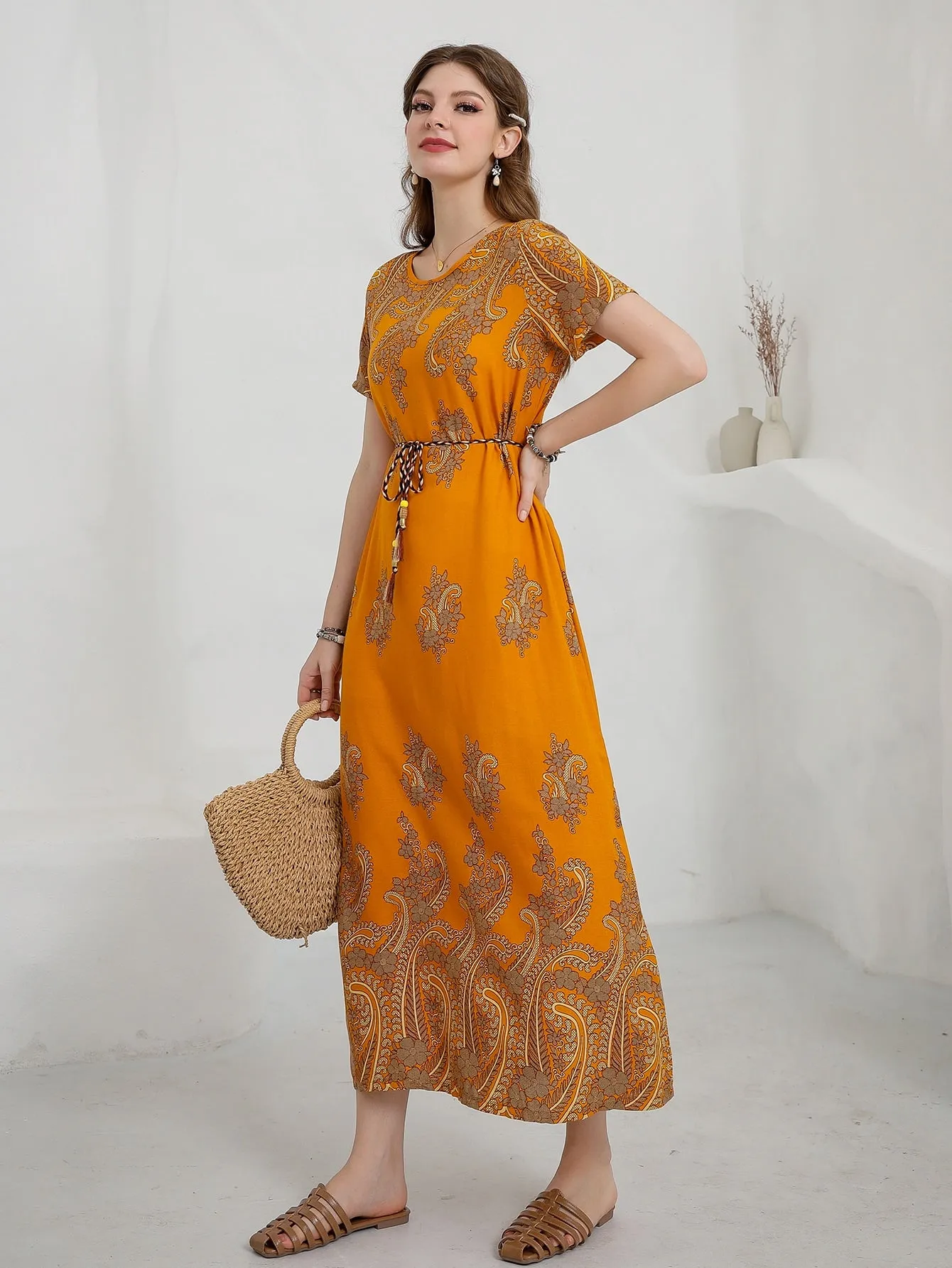 Mulvari Floral Print Belted Dress