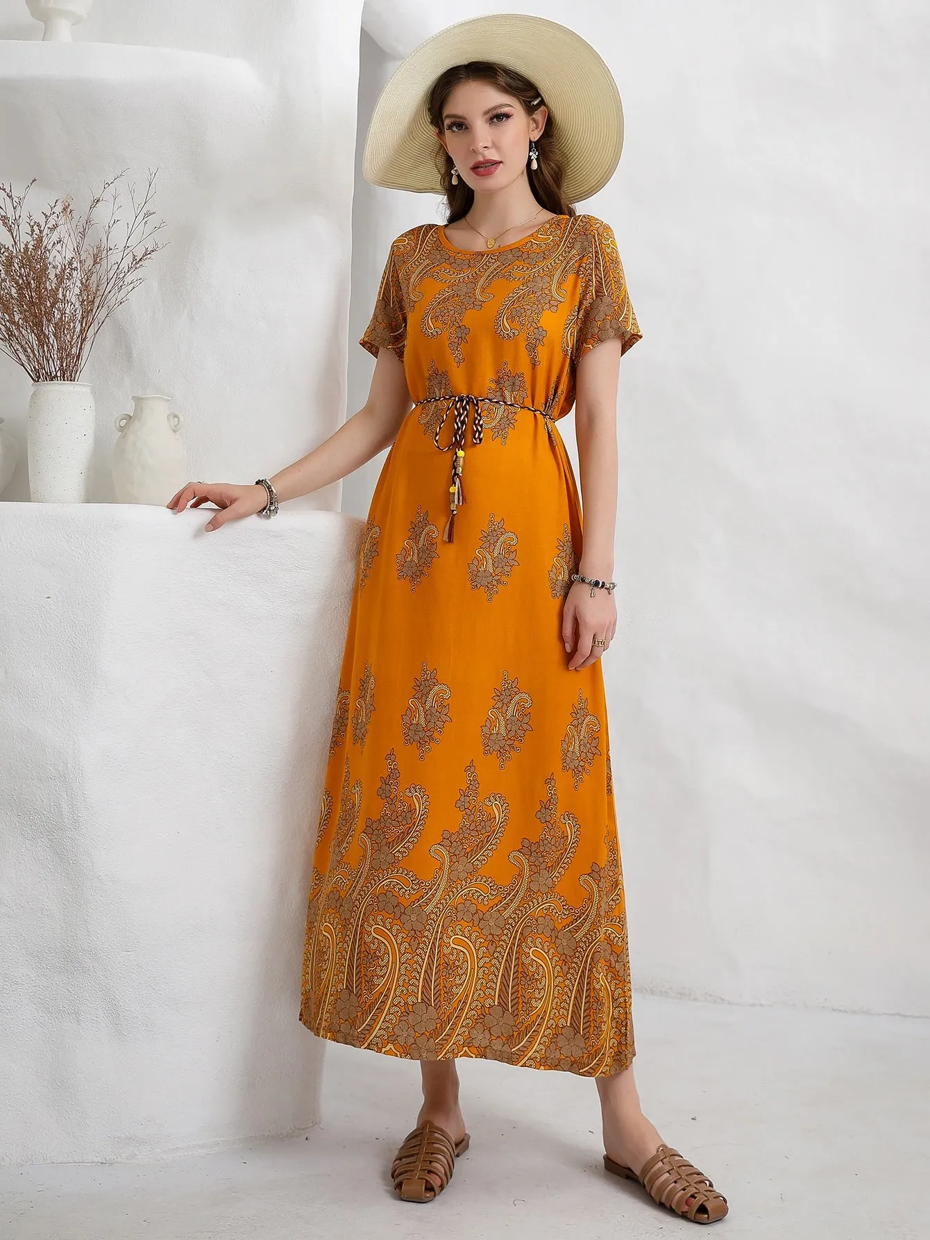 Mulvari Floral Print Belted Dress