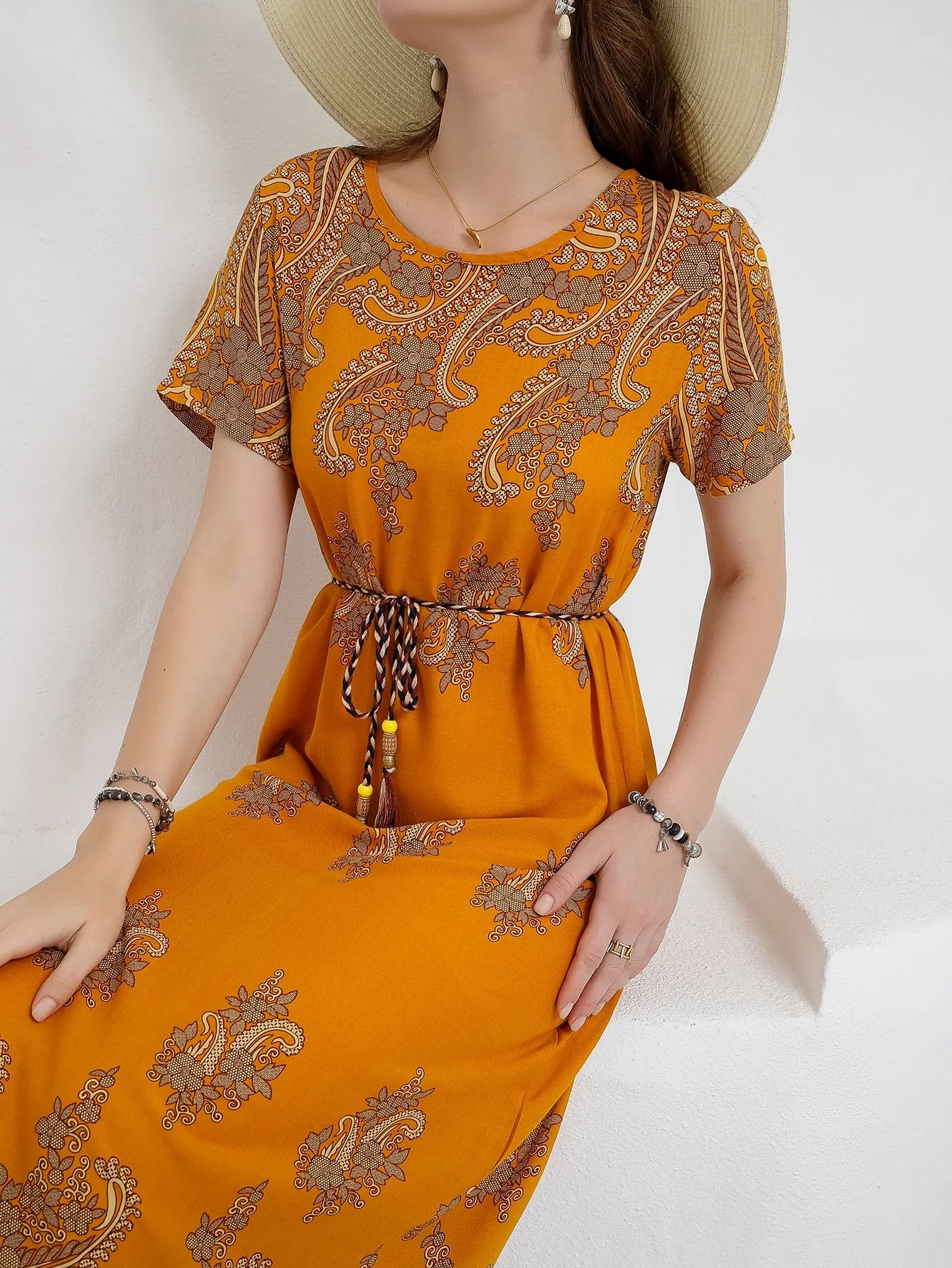 Mulvari Floral Print Belted Dress