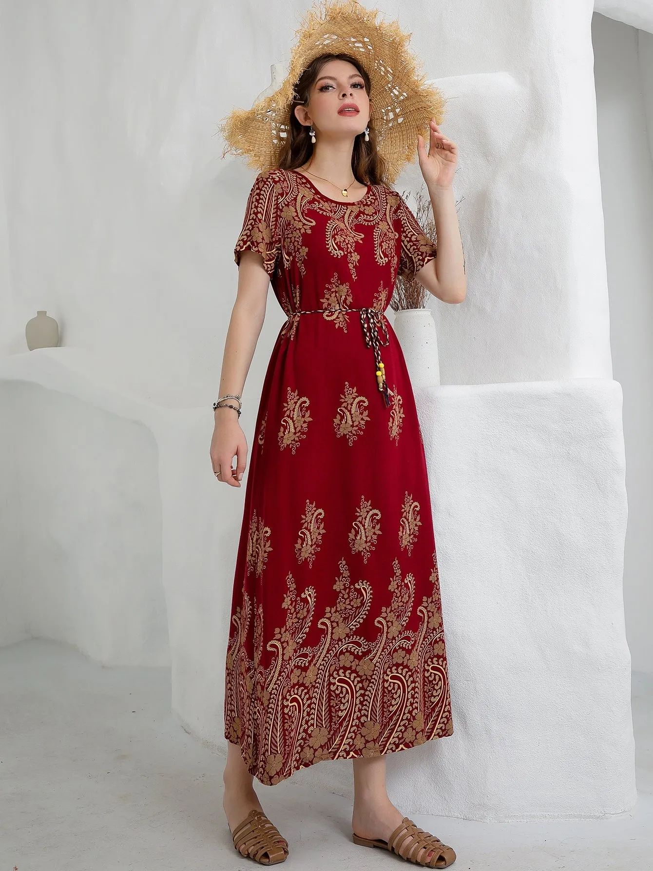 Mulvari Floral Print Belted Dress