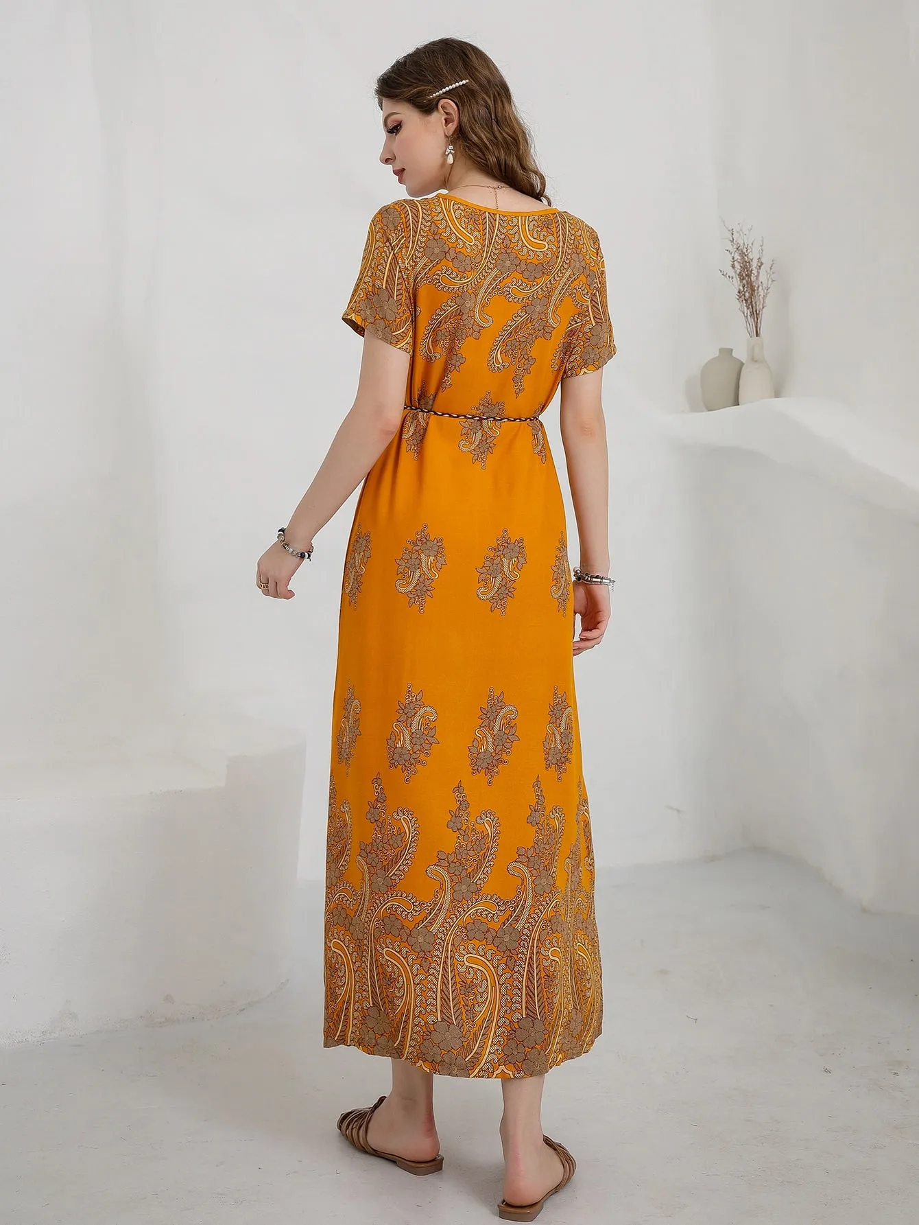 Mulvari Floral Print Belted Dress