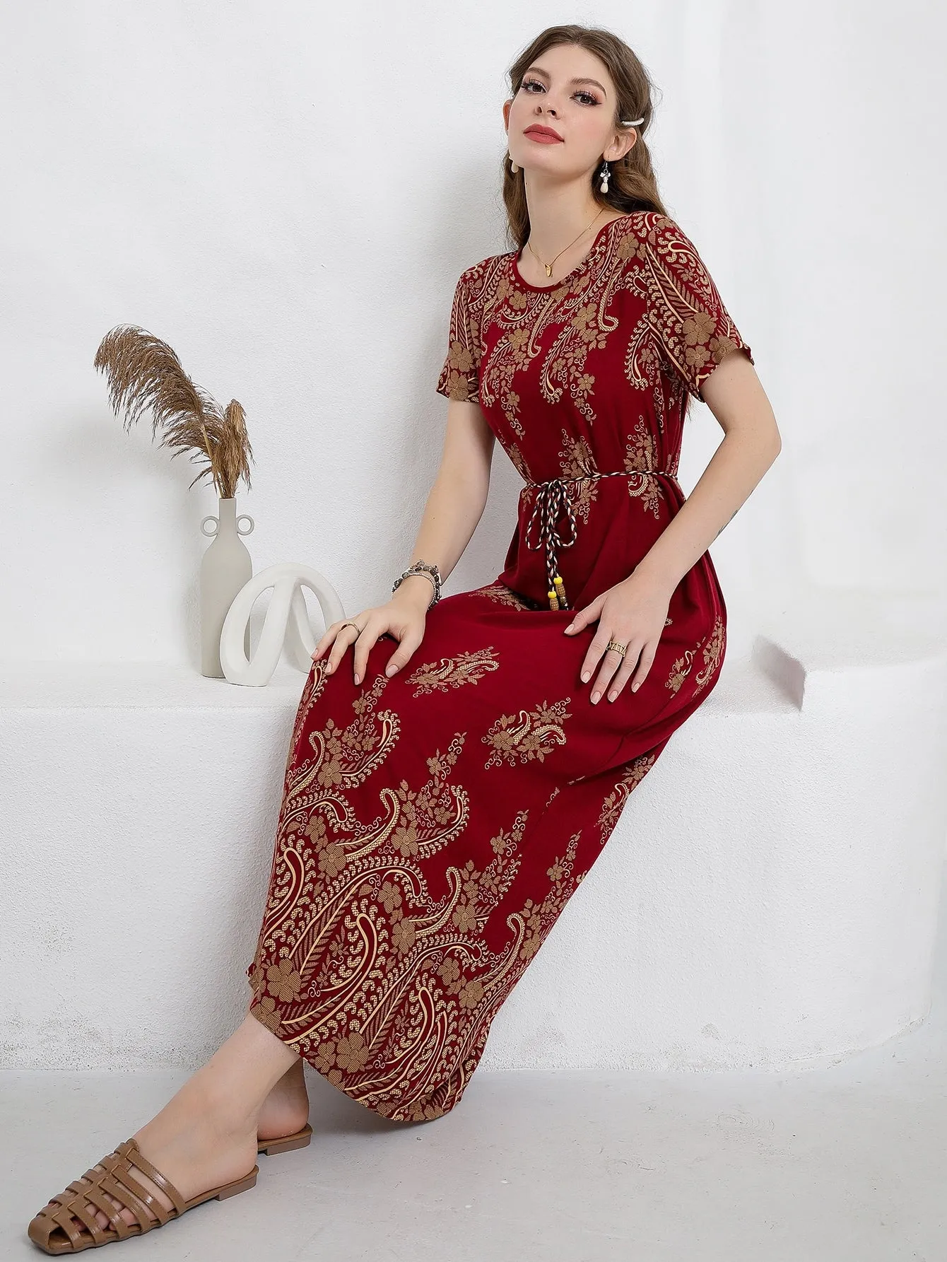 Mulvari Floral Print Belted Dress