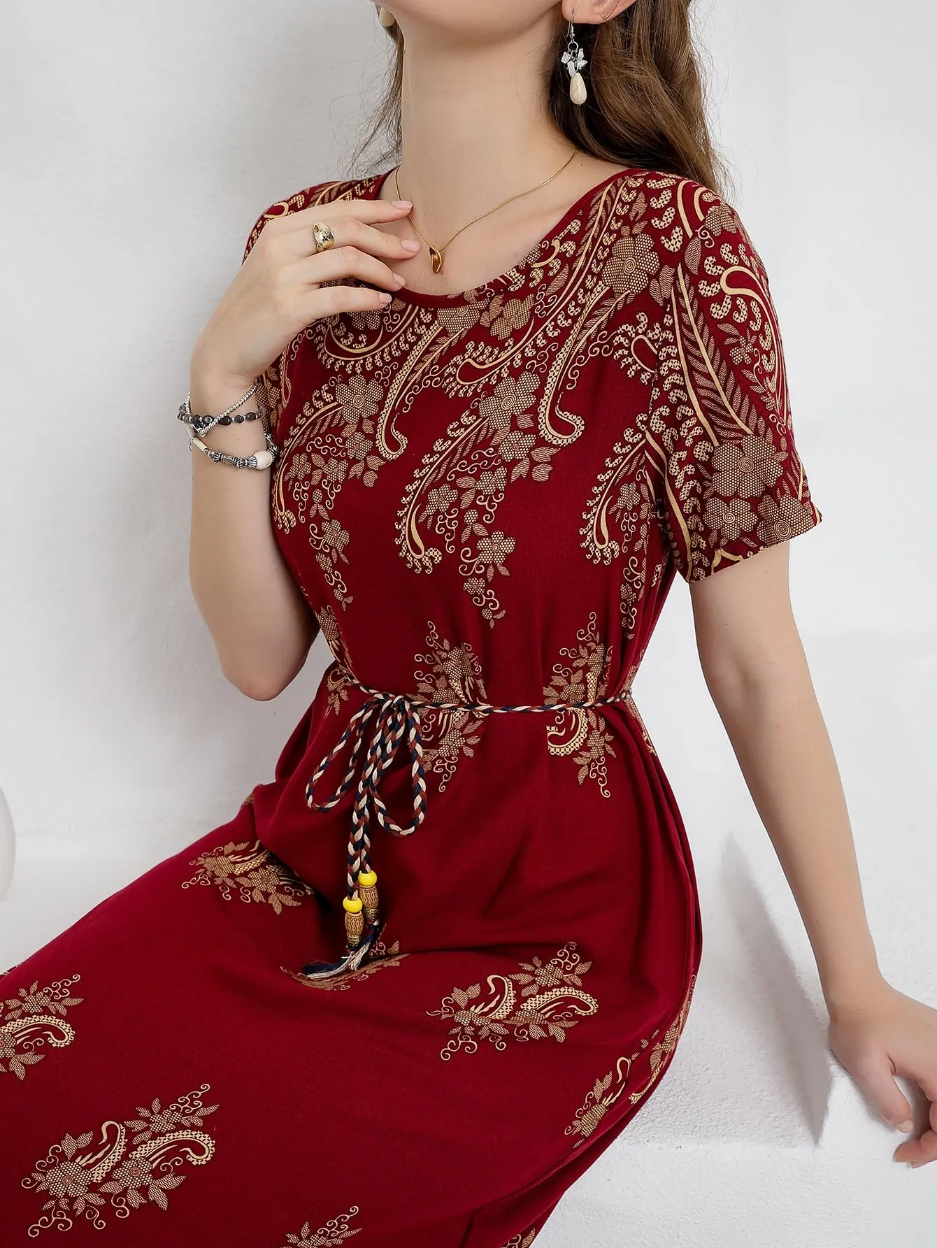 Mulvari Floral Print Belted Dress