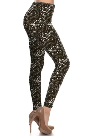 Musical Inspiration Graphic Print Lined Leggings