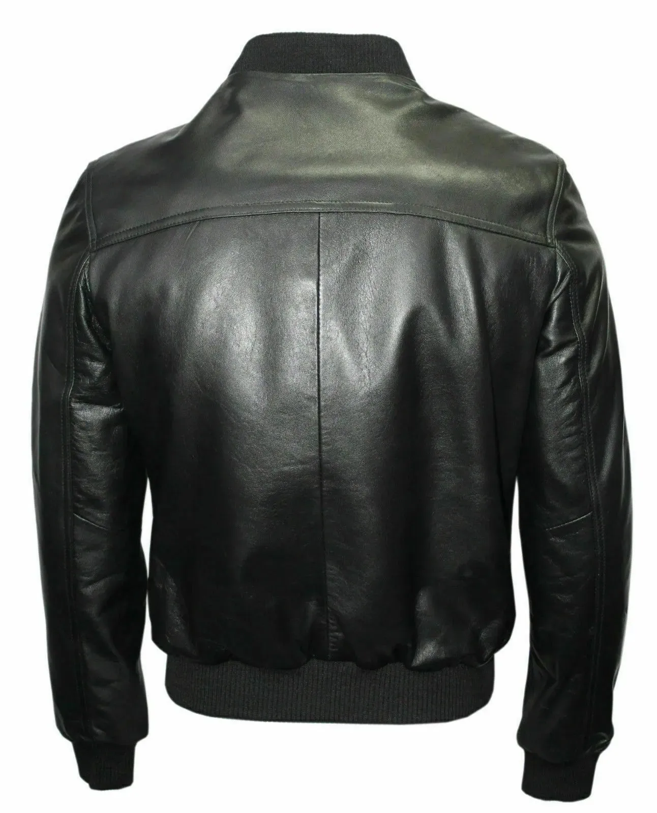 New 70'S Retro Bomber Men's Black Cool Classic Soft Spanish Nappa Leather Jacket