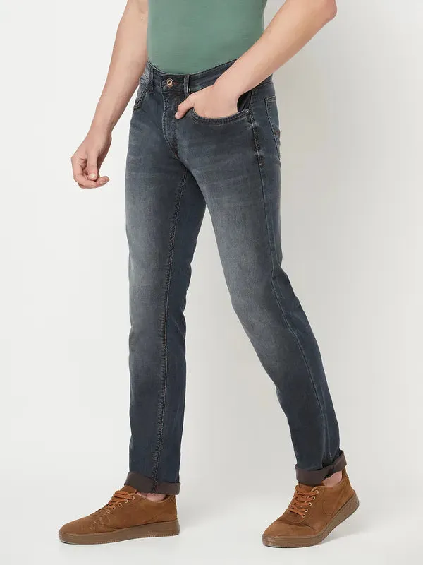 Octave Men Grey Slim Fit Heavy Fade Stretchable Jeans