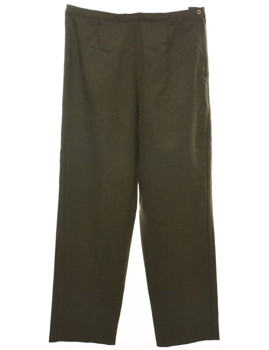 Olive Green Classic Straight-Fit Trousers - W32 L29
