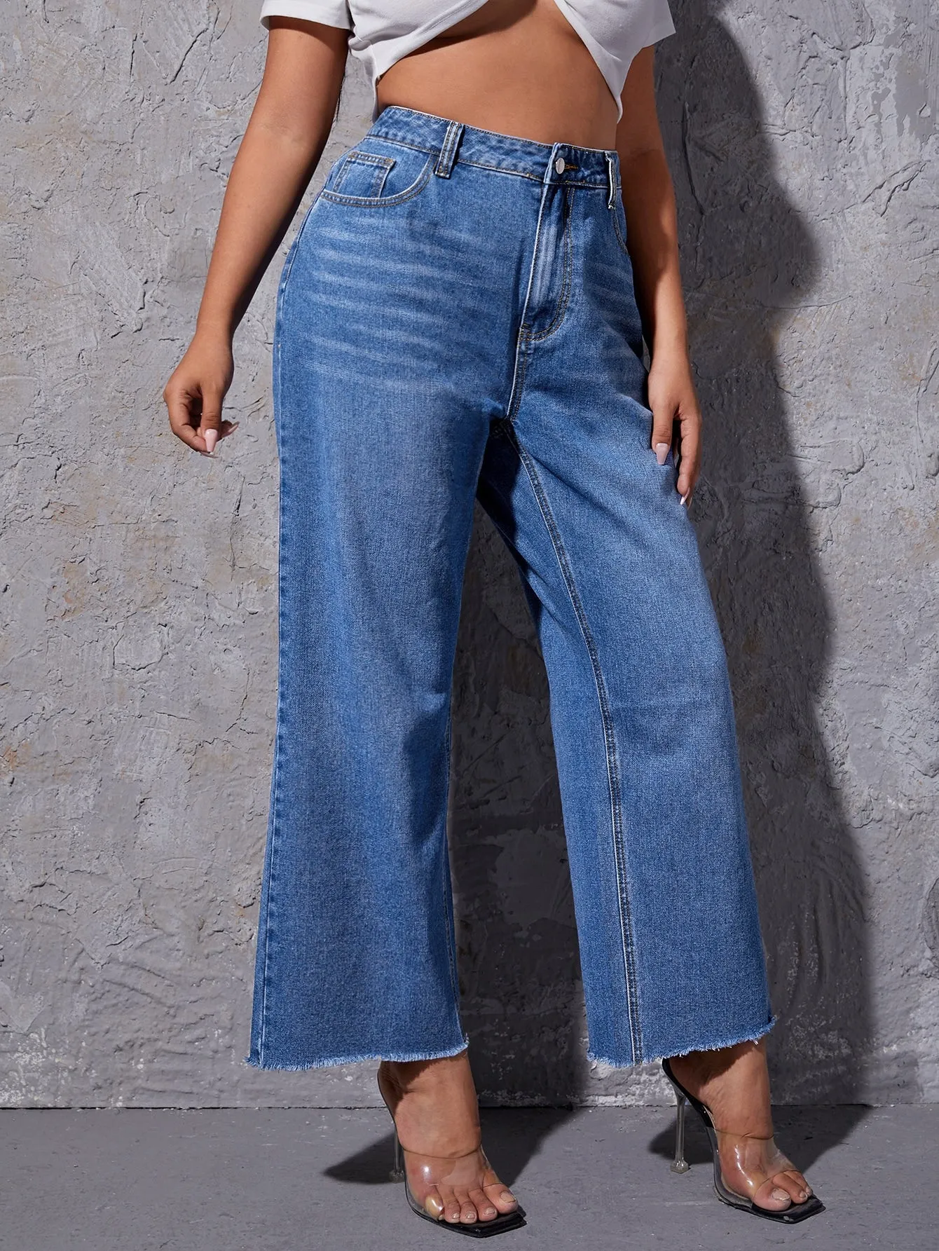 Paisley Cat'S Whiskers High Waist Long Plus Size Jeans