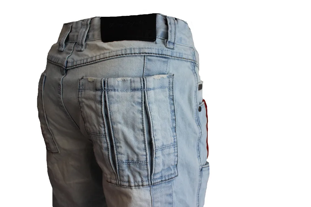Parker Light Blue Relax Fit Booth Cut Moto Jeans