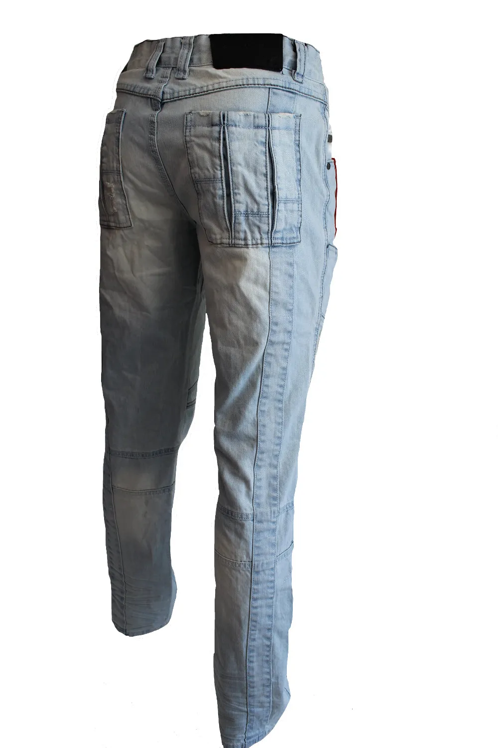 Parker Light Blue Relax Fit Booth Cut Moto Jeans
